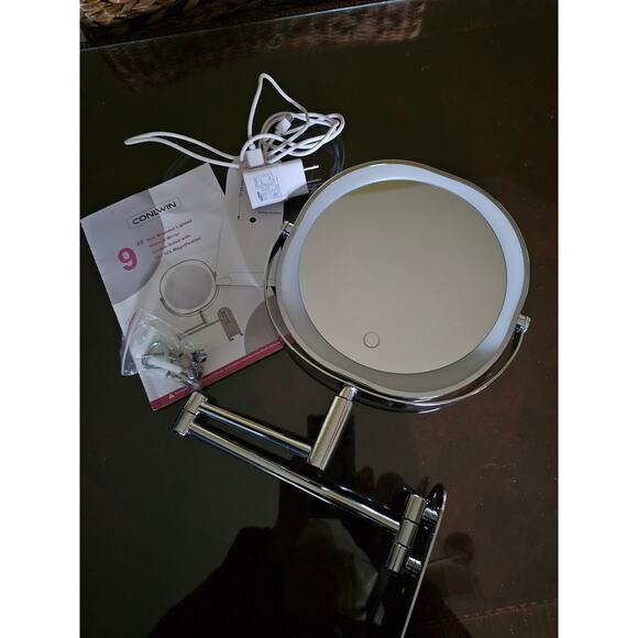 9" Mounted Lighted Makeup Mirror - Picture 1 of 5